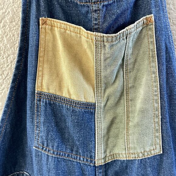 We the Free Free People Denim Overalls Womens Small Patched Carpenter Boho Retro - Picture 6 of 14